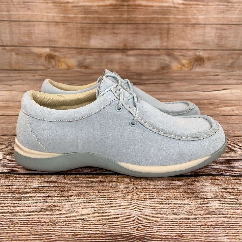 Nature Breeze Moccasin Sneakers Women Size 6.5 Suede Casual Shoes - Blue - NEW